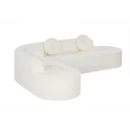 Canapé d'angle extra large Whisen 310 cm, canapé élégant en tissu avec trois coussins ronds, mousse haute résilience