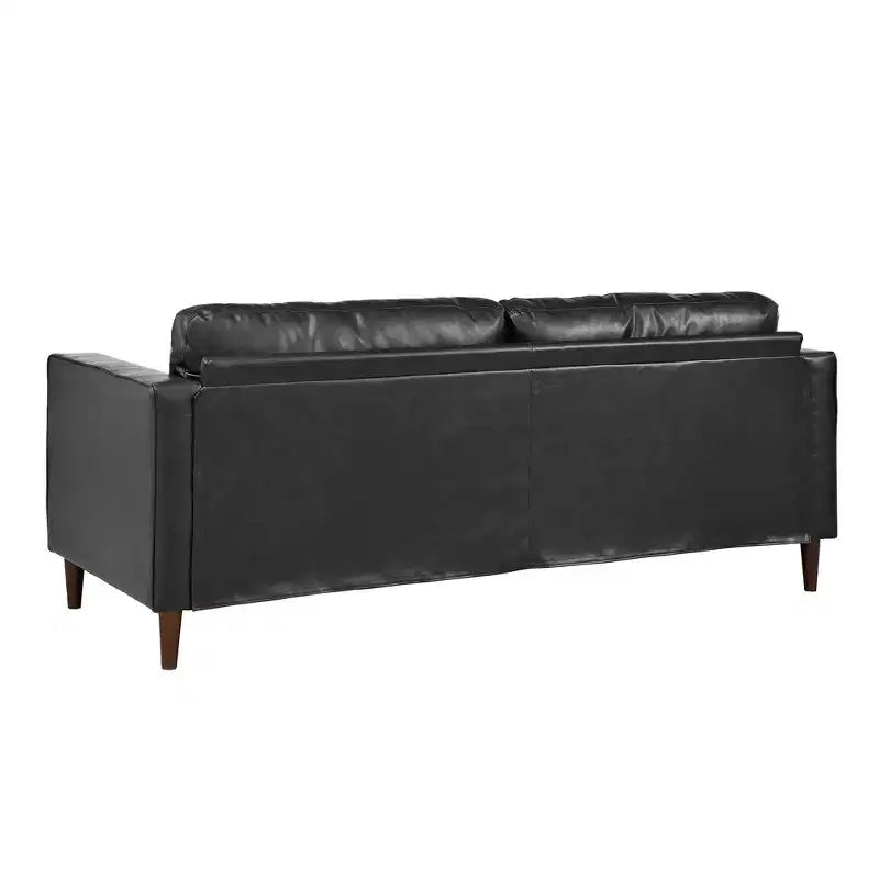 Canapé 3 places en cuir PU Whisen, canapé de style moderne du milieu du siècle avec design capitonné, pieds en bois massif, 2 traversins