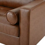 Canapé 3 places en cuir PU Whisen, canapé de style moderne du milieu du siècle avec design capitonné, pieds en bois massif, 2 traversins