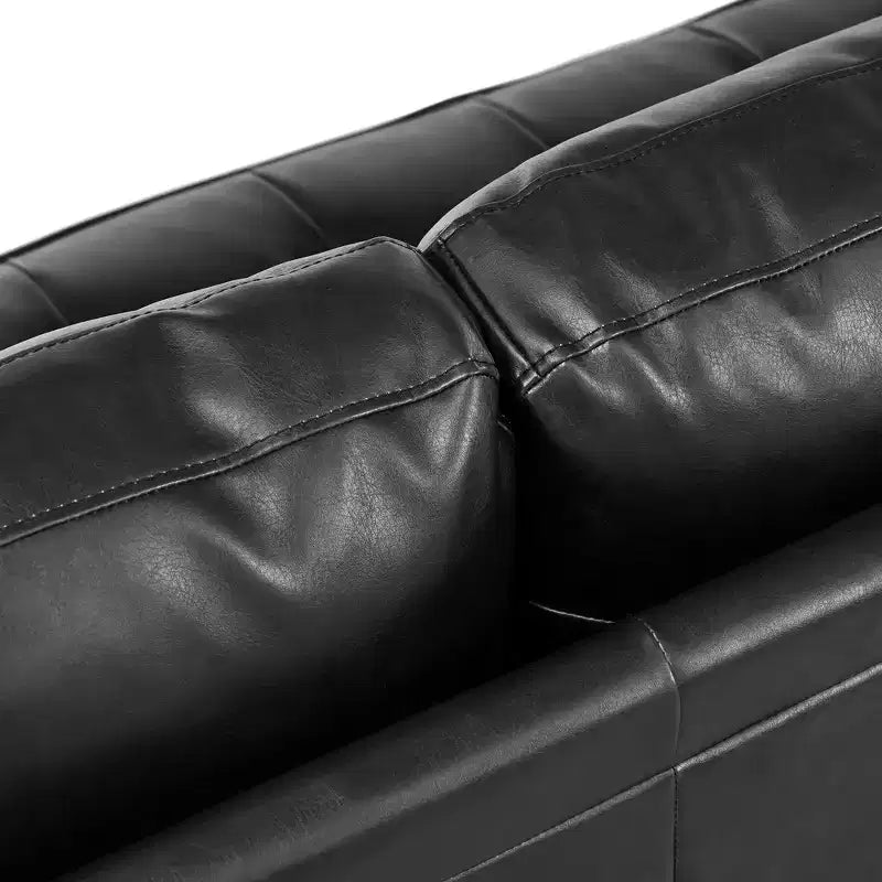Canapé 3 places en cuir PU Whisen, canapé de style moderne du milieu du siècle avec design capitonné, pieds en bois massif, 2 traversins
