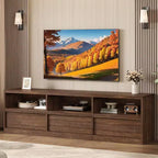 Meuble TV moderne du milieu du siècle de 70 pouces – Grande console multimédia pour téléviseurs de 80 pouces, avec étagères ouvertes, centre de divertissement pour salon/chambre à coucher
