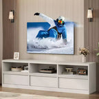 Meuble TV moderne du milieu du siècle de 70 pouces – Grande console multimédia pour téléviseurs de 80 pouces, avec étagères ouvertes, centre de divertissement pour salon/chambre à coucher