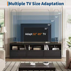 Meuble TV moderne du milieu du siècle de 70 pouces – Grande console multimédia pour téléviseurs de 80 pouces, avec étagères ouvertes, centre de divertissement pour salon/chambre à coucher