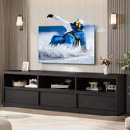 Meuble TV moderne du milieu du siècle de 70 pouces – Grande console multimédia pour téléviseurs de 80 pouces, avec étagères ouvertes, centre de divertissement pour salon/chambre à coucher