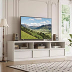 Meuble TV moderne du milieu du siècle de 70 pouces – Grande console multimédia pour téléviseurs de 80 pouces, avec étagères ouvertes, centre de divertissement pour salon/chambre à coucher