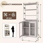 Acekool Étagère de Cuisine 170 cm avec Prise Électrique, Meuble de Rangement de Garde-Manger avec Lumières LED, Chariot de Bar avec Porte en Verre pour Salle à Manger, Salon