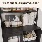 Acekool Étagère de Cuisine 170 cm avec Prise Électrique, Meuble de Rangement de Garde-Manger avec Lumières LED, Chariot de Bar avec Porte en Verre pour Salle à Manger, Salon