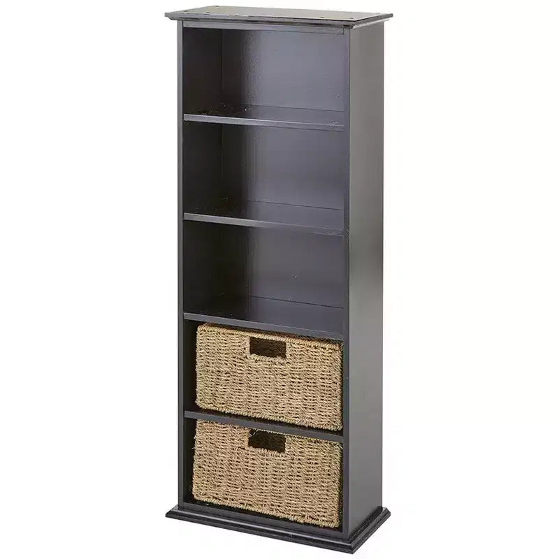 Étagère en bois The Lakeside Collection avec tiroirs en jonc de mer -