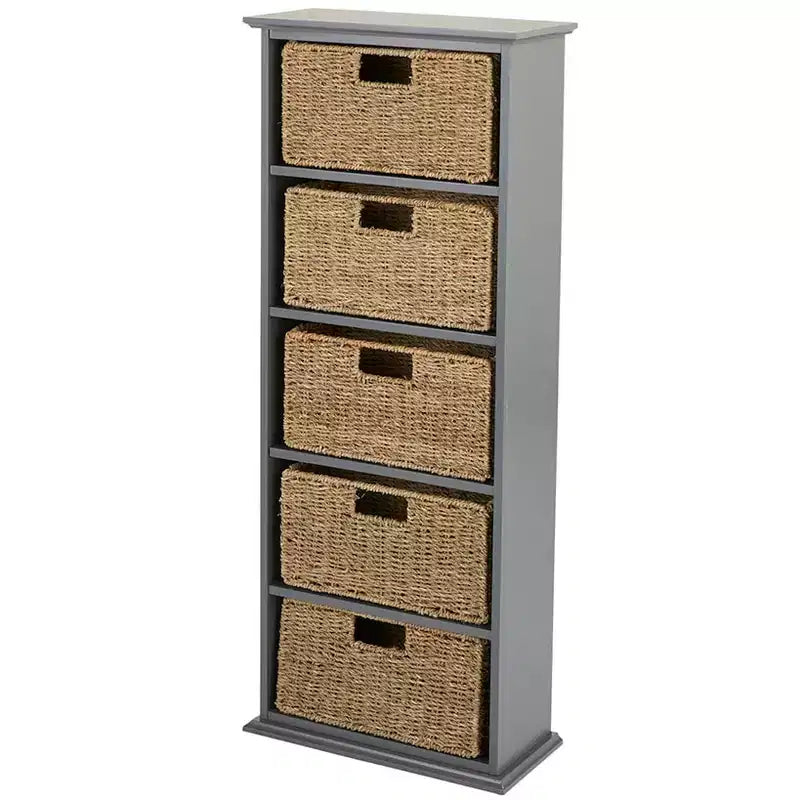 Étagère en bois The Lakeside Collection avec tiroirs en jonc de mer -