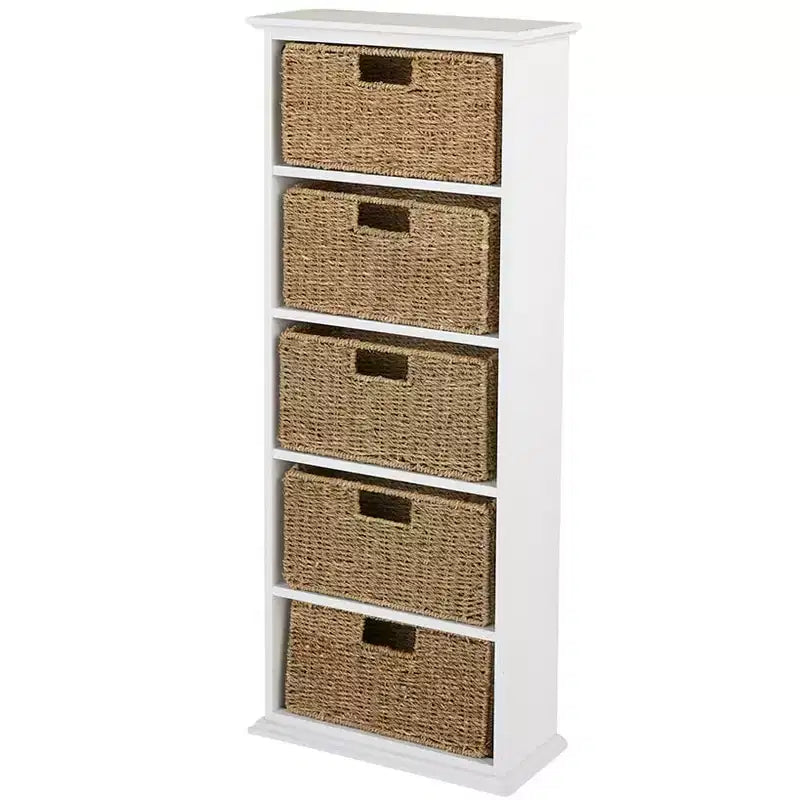 Étagère en bois The Lakeside Collection avec tiroirs en jonc de mer -
