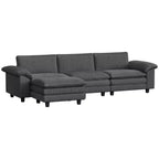 Canapé d'angle HOMCOM en forme de L avec assise profonde, pouf mobile et accoudoirs rembourrés
