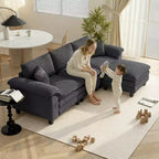 Canapé d'angle HOMCOM en forme de L avec assise profonde, pouf mobile et accoudoirs rembourrés