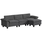 Canapé d'angle HOMCOM en forme de L avec assise profonde, pouf mobile et accoudoirs rembourrés