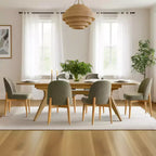 Ensemble de salle à manger 7 pièces, table à tréteaux extensible de 198-244 cm avec chaises rembourrées et pieds en bois massif - Panipeachy