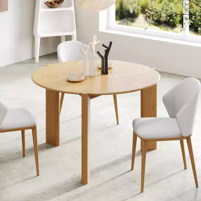 PexFix Table de salle à manger en bois massif de style campagnard, plateau rond aspect bois avec base en croix pour salles à manger modernes et réunions de famille