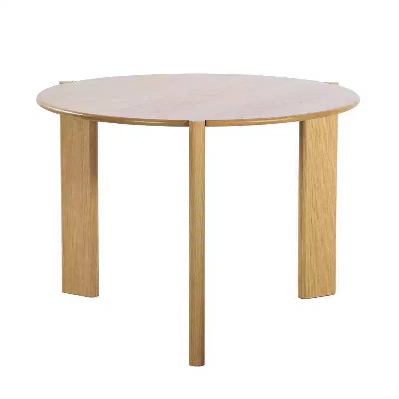 PexFix Table de salle à manger en bois massif de style campagnard, plateau rond aspect bois avec base en croix pour salles à manger modernes et réunions de famille