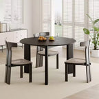 PexFix Table de salle à manger en bois massif de style campagnard, plateau rond aspect bois avec base en croix pour salles à manger modernes et réunions de famille