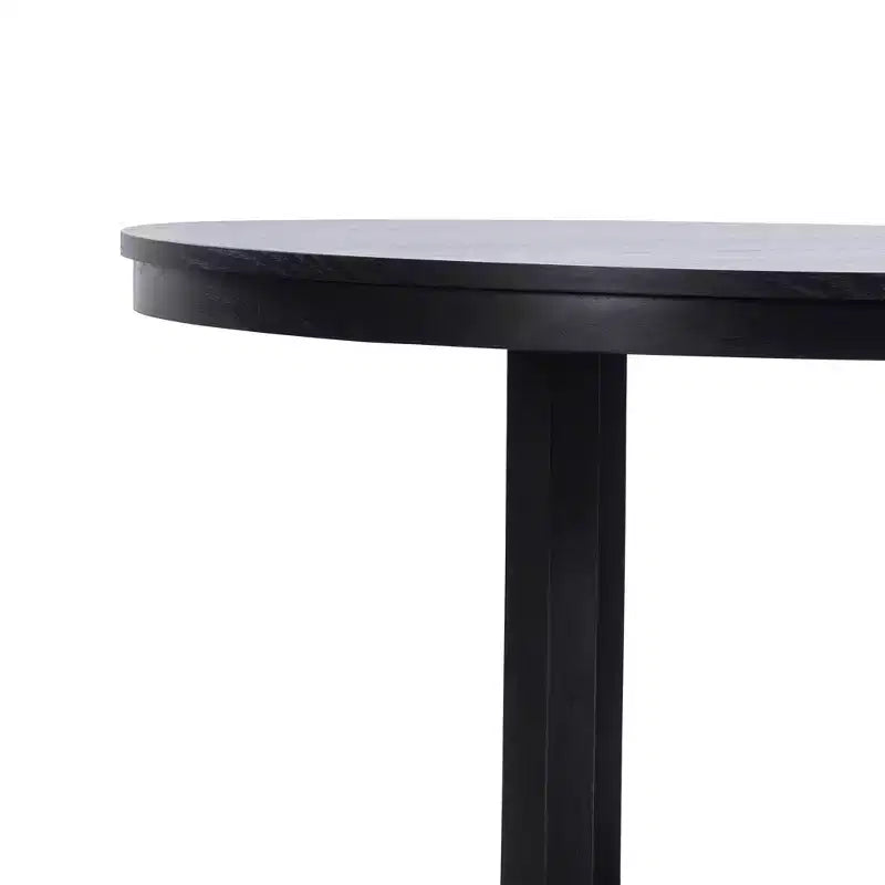 PexFix Table de salle à manger en bois massif de style campagnard, plateau rond aspect bois avec base en croix pour salles à manger modernes et réunions de famille