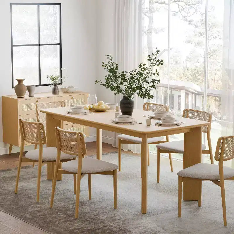 PexFix Table de salle à manger de style rustique en bois massif Plateau carré en bois pour salles à manger modernes et réunions de famille