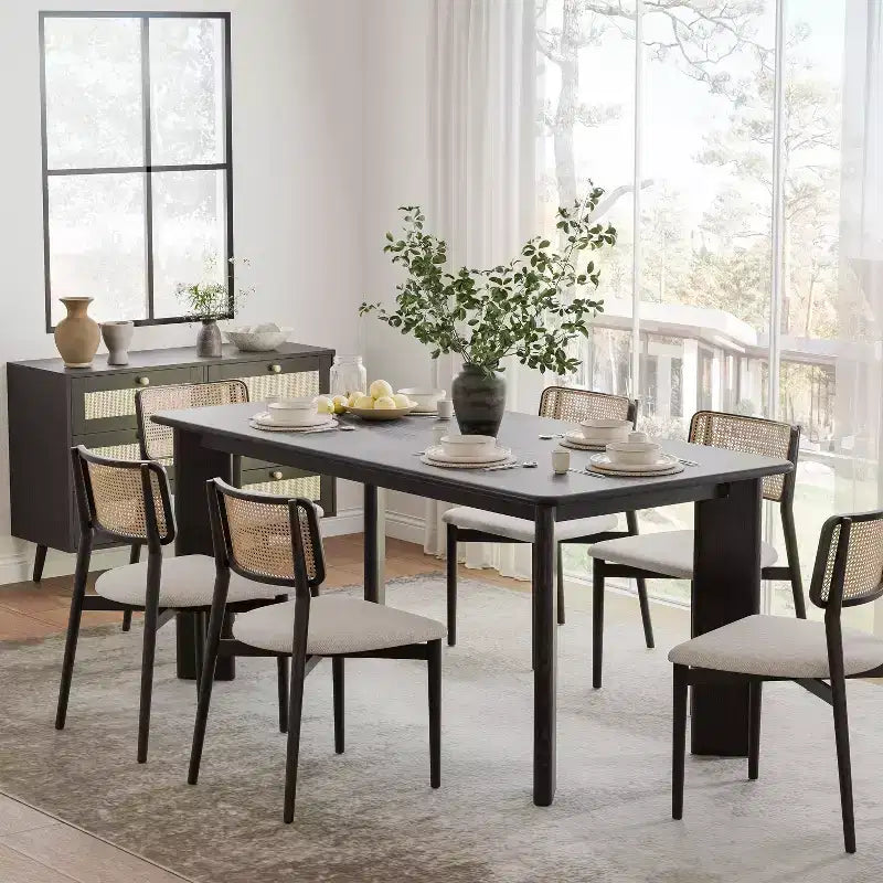 PexFix Table de salle à manger de style rustique en bois massif Plateau carré en bois pour salles à manger modernes et réunions de famille