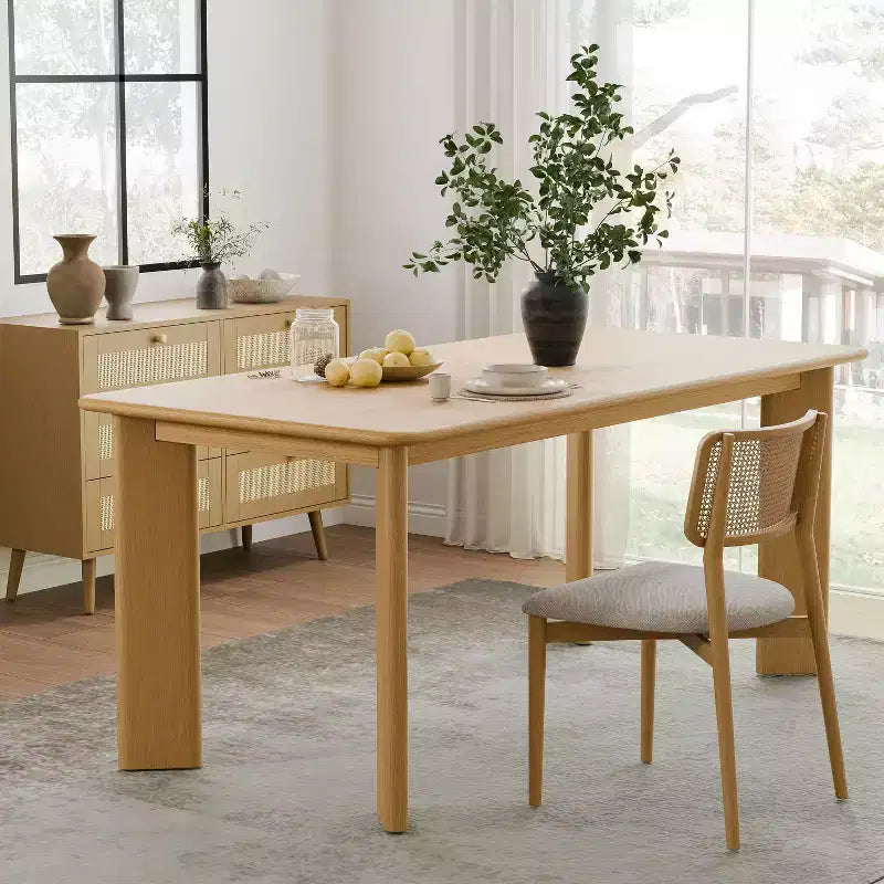 PexFix Table de salle à manger de style rustique en bois massif Plateau carré en bois pour salles à manger modernes et réunions de famille