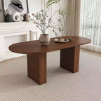 Table de salle à manger ovale 62,9 pouces pour 6 personnes, plateau en MDF plaqué noyer avec base en MDF, table de salle à manger de style ferme moderne avec surface résistante à l'eau et aux rayures