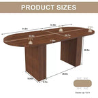 Table de salle à manger ovale 62,9 pouces pour 6 personnes, plateau en MDF plaqué noyer avec base en MDF, table de salle à manger de style ferme moderne avec surface résistante à l'eau et aux rayures