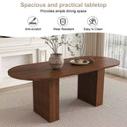 Table de salle à manger ovale 62,9 pouces pour 6 personnes, plateau en MDF plaqué noyer avec base en MDF, table de salle à manger de style ferme moderne avec surface résistante à l'eau et aux rayures