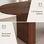 Table de salle à manger ovale 62,9 pouces pour 6 personnes, plateau en MDF plaqué noyer avec base en MDF, table de salle à manger de style ferme moderne avec surface résistante à l'eau et aux rayures