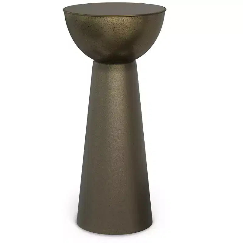 Table d'appoint contemporaine et moderne Mykal en métal de 12 pouces de large, finition or antique, entièrement assemblée