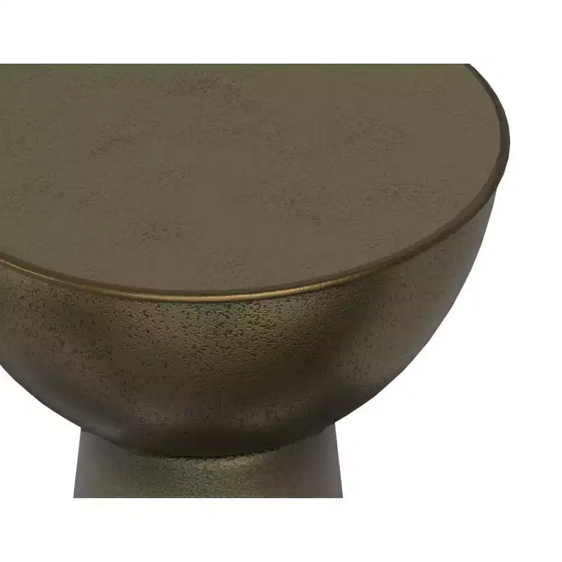 Table d'appoint contemporaine et moderne Mykal en métal de 12 pouces de large, finition or antique, entièrement assemblée