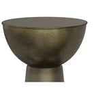 Table d'appoint contemporaine et moderne Mykal en métal de 12 pouces de large, finition or antique, entièrement assemblée