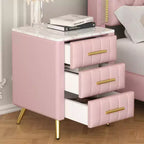 Tables de chevet modernes capitonnées avec tiroir, plateau en faux marbre et pieds en métal doré, tables d'appoint élégantes pour chambre ou canapé-Panipeachy