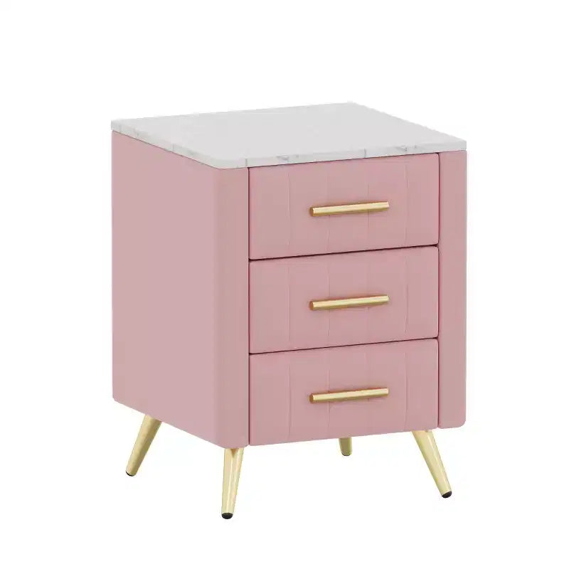 Tables de chevet modernes capitonnées avec tiroir, plateau en faux marbre et pieds en métal doré, tables d'appoint élégantes pour chambre ou canapé-Panipeachy