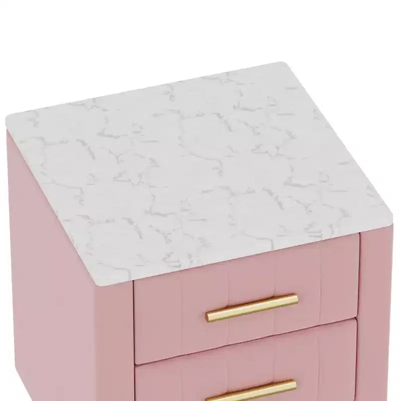 Tables de chevet modernes capitonnées avec tiroir, plateau en faux marbre et pieds en métal doré, tables d'appoint élégantes pour chambre ou canapé-Panipeachy