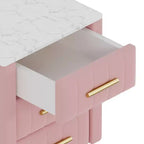 Tables de chevet modernes capitonnées avec tiroir, plateau en faux marbre et pieds en métal doré, tables d'appoint élégantes pour chambre ou canapé-Panipeachy