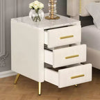 Tables de chevet modernes capitonnées avec tiroir, plateau en faux marbre et pieds en métal doré, tables d'appoint élégantes pour chambre ou canapé-Panipeachy