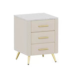 Tables de chevet modernes capitonnées avec tiroir, plateau en faux marbre et pieds en métal doré, tables d'appoint élégantes pour chambre ou canapé-Panipeachy