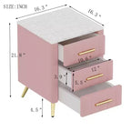 Tables de chevet modernes capitonnées avec tiroir, plateau en faux marbre et pieds en métal doré, tables d'appoint élégantes pour chambre ou canapé-Panipeachy