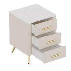 Tables de chevet modernes capitonnées avec tiroir, plateau en faux marbre et pieds en métal doré, tables d'appoint élégantes pour chambre ou canapé-Panipeachy