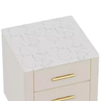 Tables de chevet modernes capitonnées avec tiroir, plateau en faux marbre et pieds en métal doré, tables d'appoint élégantes pour chambre ou canapé-Panipeachy