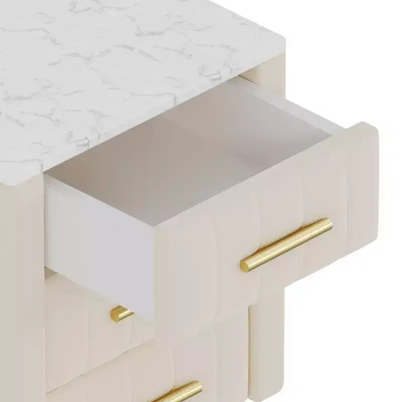 Tables de chevet modernes capitonnées avec tiroir, plateau en faux marbre et pieds en métal doré, tables d'appoint élégantes pour chambre ou canapé-Panipeachy