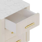 Tables de chevet modernes capitonnées avec tiroir, plateau en faux marbre et pieds en métal doré, tables d'appoint élégantes pour chambre ou canapé-Panipeachy