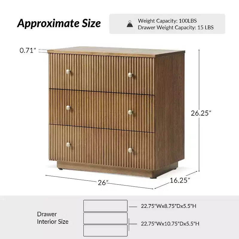 Tables de chevet Albert avec 3 tiroirs (lot de 2), en bois massif, avec station de charge | ART OF LIVING DESIGNS-ACORN