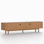 Meuble TV en bois extra long de 86,6 po pour téléviseur de 90 po, console média à lattes, centre de divertissement avec étagères amovibles, noyer Gaoyangjiaju