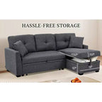 MooxvMoo 86 Canapé d'angle convertible moderne avec méridienne réversible, canapé-lit en L 3 places, canapé gigogne en tissu d'aspect lin, gris