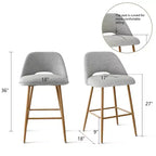 Lot de 2 tabourets de bar rembourrés en tissu bouclé de 68 cm, chaises modernes pour îlot de cuisine avec pieds en métal aspect bois - Panipeachy