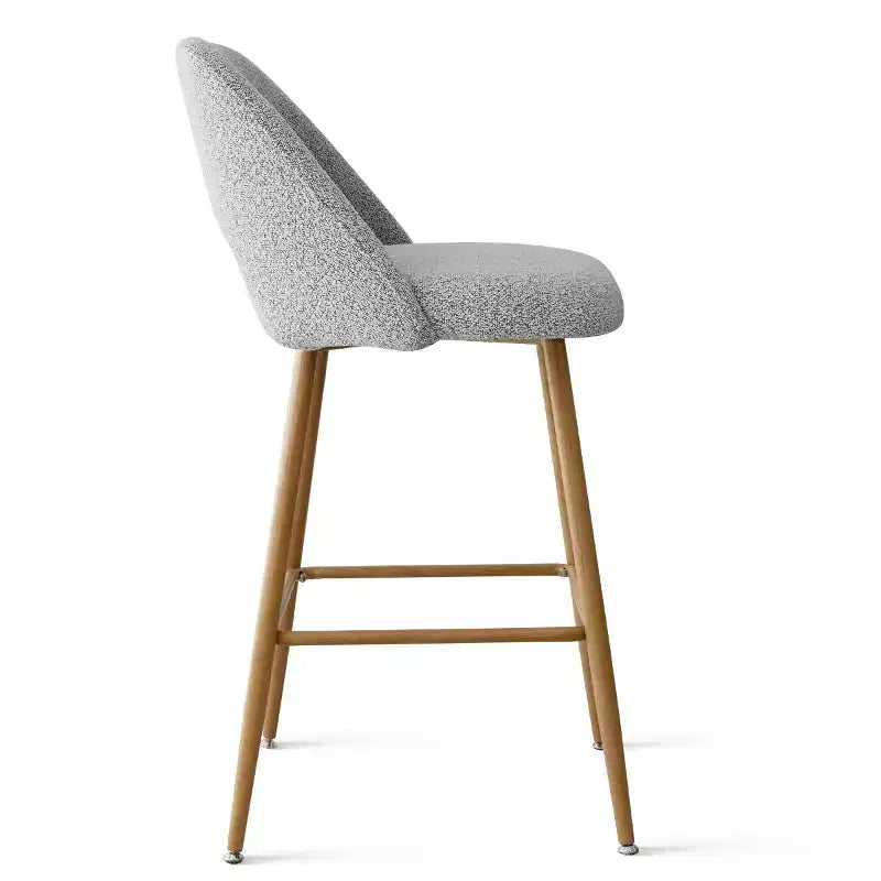 Lot de 2 tabourets de bar rembourrés en tissu bouclé de 68 cm, chaises modernes pour îlot de cuisine avec pieds en métal aspect bois - Panipeachy