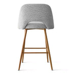 Lot de 2 tabourets de bar rembourrés en tissu bouclé de 68 cm, chaises modernes pour îlot de cuisine avec pieds en métal aspect bois - Panipeachy
