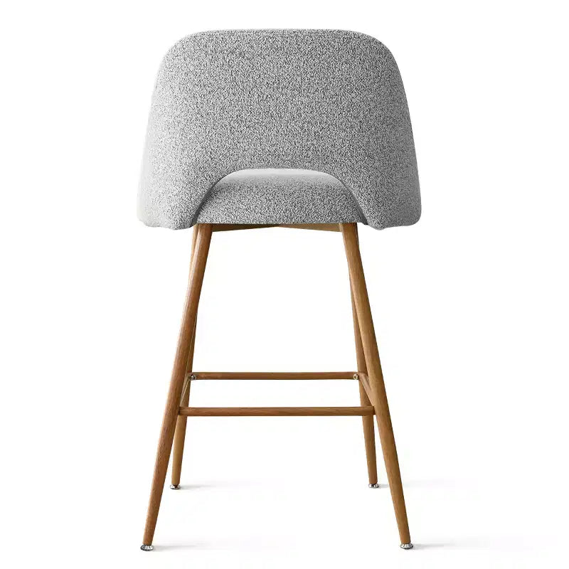 Lot de 2 tabourets de bar rembourrés en tissu bouclé de 68 cm, chaises modernes pour îlot de cuisine avec pieds en métal aspect bois - Panipeachy